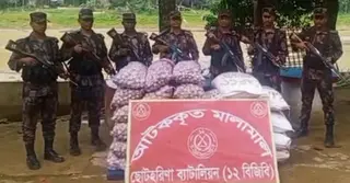 রাঙামাটিতে বিজিবির অভিযানে রসুন ও সারের বস্তা আটক